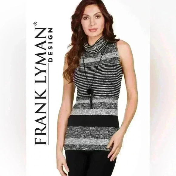Frank Lyman Design Heathered Sleeveless Turtleneck (Does not include necklace) - Picture 1 of 9